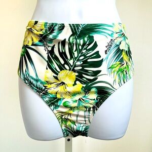 Floral Print Medium High Waisted Bikini Bottom Full Coverage NWOT